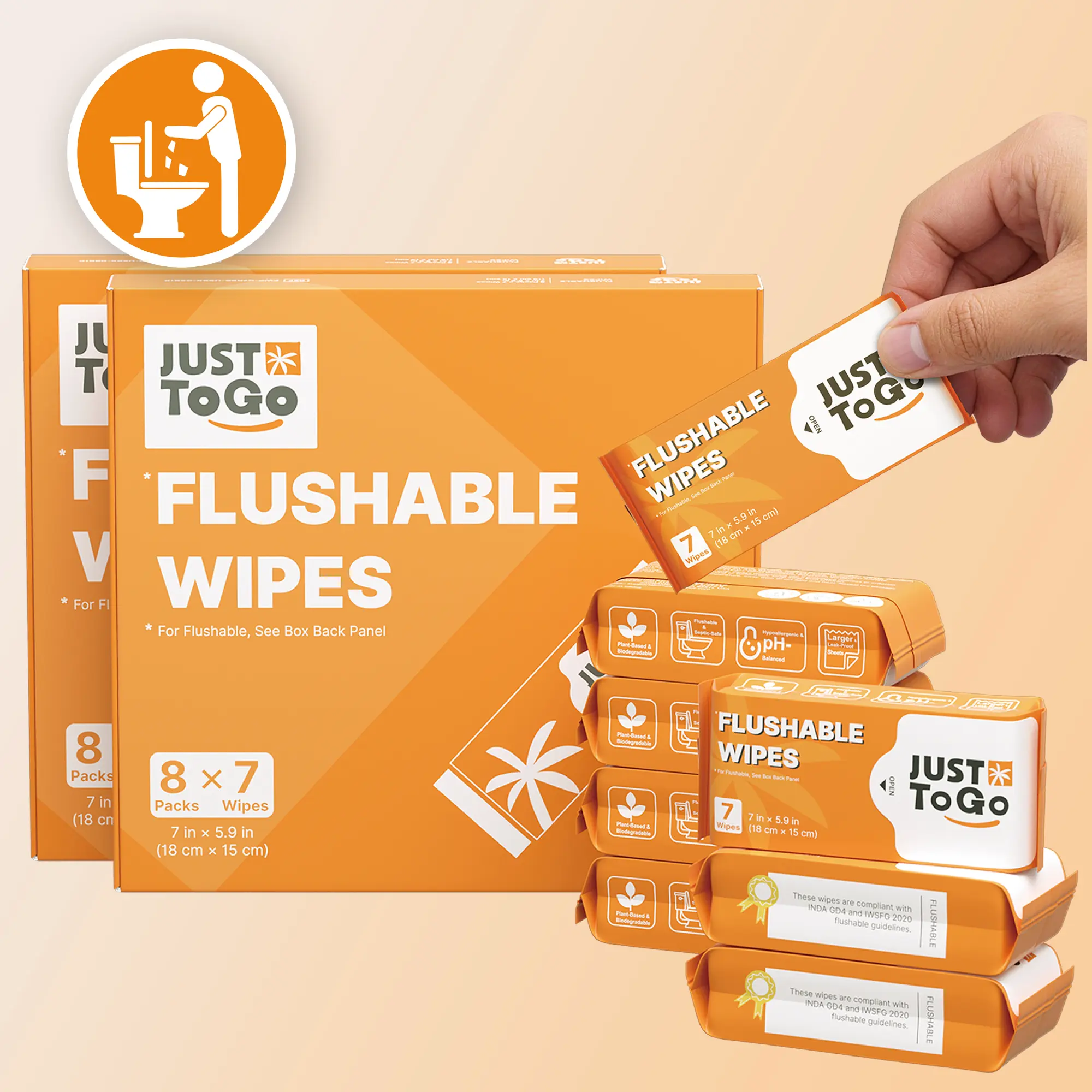Flushable Toilet Wipes, Mini Travel Essentials,Compact Pocket Packs, FSC, IWSFG, Septic-Safe, Frangrance-Free, Plant-based Biodegradable, Safe For Sensitive Skin, Thicken, Travel Toilet Paper 224/112/56 Ct,tiktokshopsummersale