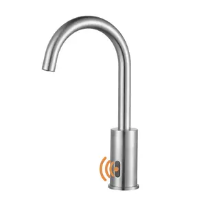 WOWOW Touchless Bathroom Faucet - Tall Waterfall Automatic Bathroom Sink Faucet with Single Hole, Brushed Nickel showerfilter waterfall faucet