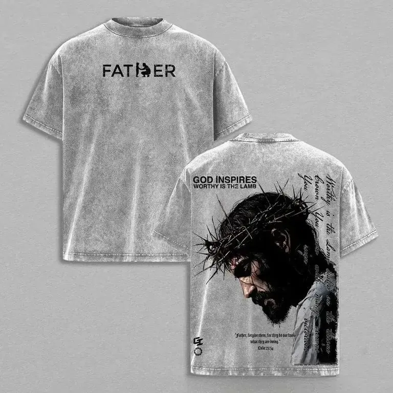 valentine shirts  FATHER , FORGIVE THEM Vintage Jesus Christian Oversized T-Shirt / Tank Top / Hoodies, God Inspires Faith Graphic Tee, Religious Streetwear, Gospel Worship Shirt, Gift for Believers Classic Breathable Menswear