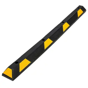 72" Heavy Duty Rubber Parking Curb with Yellow Reflective Tape - Extra Wide Garage Floor Stopper for Vehicles, Trucks & Driveway