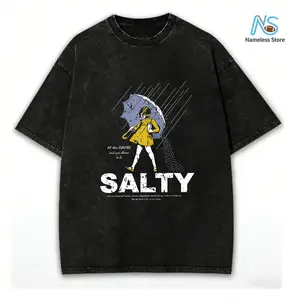 Women's Umbrella  Sality Girl Print Crewneck Tee Vintage Trendy Casual Short Sleeve T-shirt for Daily Wear Ladies Summer Top in Black Breathable  FabricFashion Unisex T-shirts M-5XL