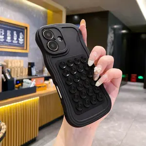 This stylish protective Shockproof case features wavy edges and a unique suction cup holder, compatible with iPhone 17/16/15 Pro Max and 17 Air models, making it convenient for everyday use, Casing