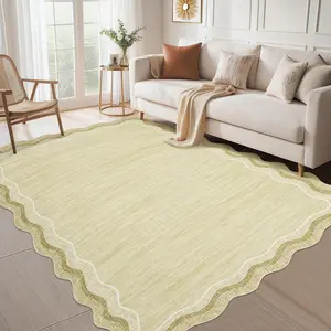 GARVEE Living Room Rug 8x10 Modern Plain Carpet Washable Area Rug Stain Resistant Easy To Clean Carpet Non Slip Low Pile Floor Cover For Bedroom Playroom Nursery Apatrtment,Beige/Brown