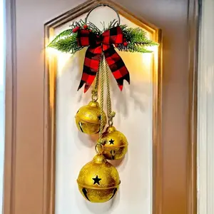 1pc Christmas Three Bells with Bow, a String of Christmas Doorbells, Christmas Bell Decorations