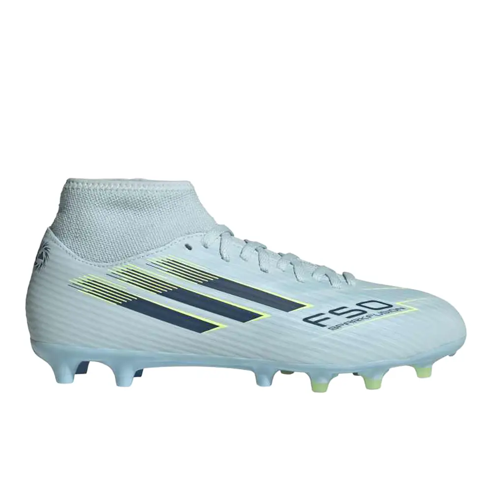 adidas Womens F50 Sparkfusion Club Mid Cut Firm Ground Artificial Grass Soccer Cleats  - Blue