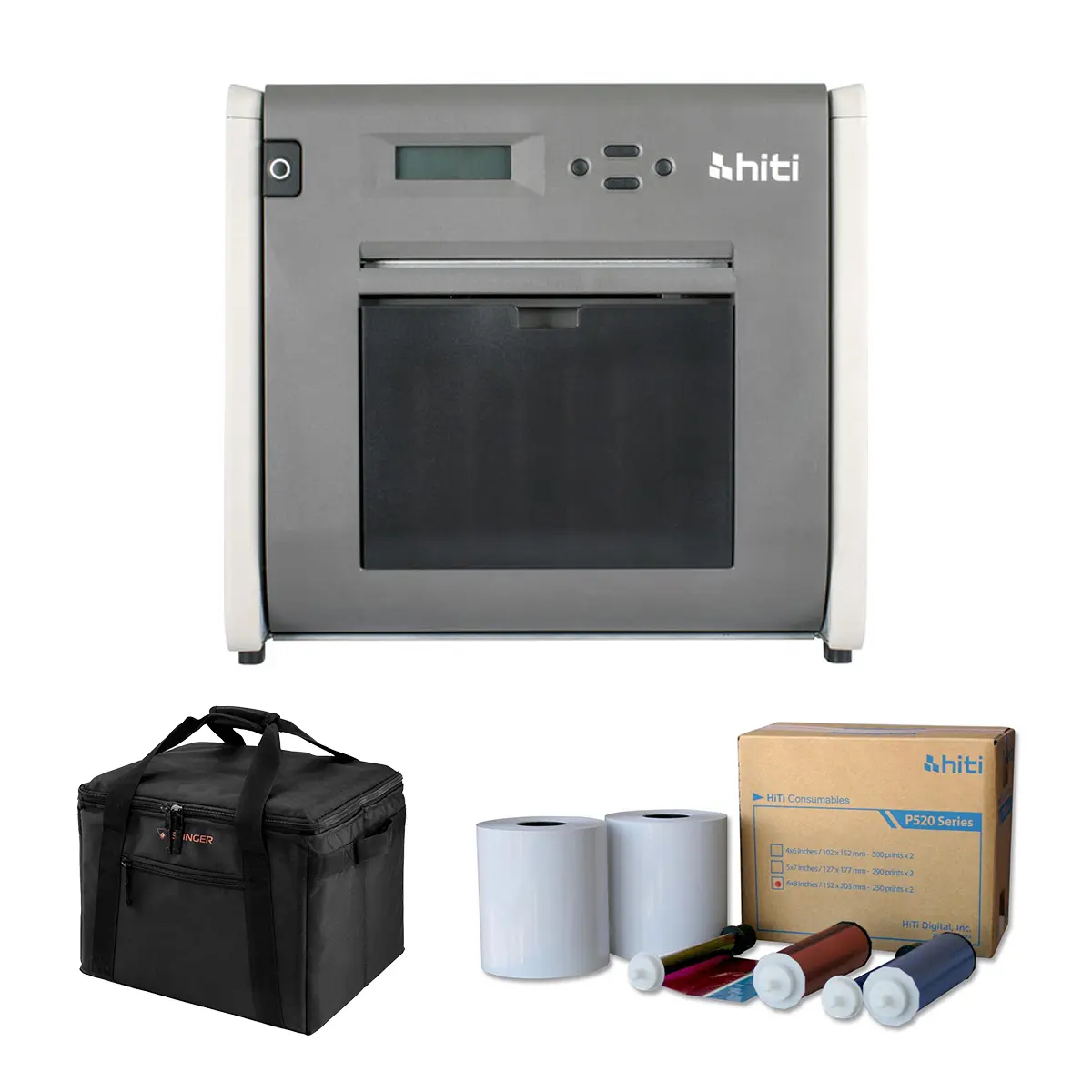HiTi P525L Compact Dye Sub Photo Printer, Bundle with 6x8" Ribbons and Paper Set, Padded Printer Carrying Case