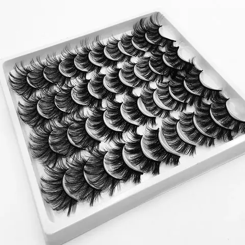 Fluffy Messy Faux Eyelashes, 20 Pairs Natural Look Volume Makeup False Eyelashes Extensions, Thick Curling Volumized False Eyelashes for Daily & Party Use, Fluffy Lash Clusters