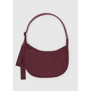 Medium Nylon Crescent Bag - Mahogany