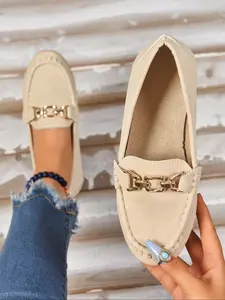 Women's Fashion Slip-On D'orsay Flats, Comfortable Soft Sole Leather Shoes, Anti-Slip Rubber Outsole, Perfect for Daily Wear