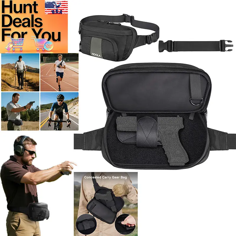Tactical Fanny Pack Holster Waist Pack for Men Women, Black | Large Lightweight Compact Design Crossbody Bag for EDC Gear, Hiking Fanny Belt Bag, Hunting, Outdoor, Cycling
