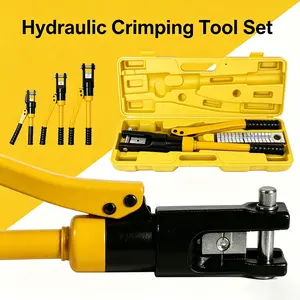 LT Hydraulic Crimping Tool with 9 Sets of Dies AWG12-2/0 Copper And Aluminum Terminal Battery Lug Crimper, TikTokShopBlackFriday, with a Cutting Pliers, Gloves, 10pcs Copper Ring Connectors, 8pcs Heat Shrink Sleeves LT Super Brand Day