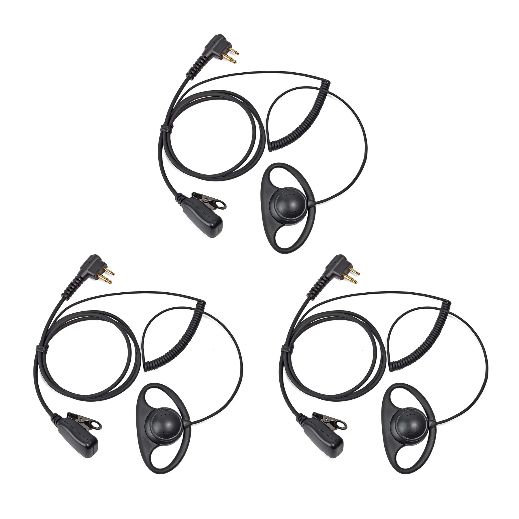 D Shape Two Way Radio Earpiece with PTT Clip, Walkie Talkie Headset with Swivel Boom Microphone, Audio Wired Headset for Motorola 2 Way Radio CLS1110 RDM2070d CP200 CP200d CLS1410 CLS1413 CLS1450 Radio(3 Pcs)