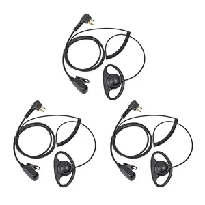 D Shape Two Way Radio Earpiece with PTT, Walkie Talkie Headset with Swivel Boom Microphone for Motorola 2 Way Radio CLS1110 RDM2070d CP200 CP200d CLS1410 CLS1413 CLS1450 Radio(3 Pcs)