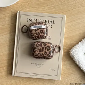 Autumn Retro Leopard Print Tiger Pattern Transparent Brown Earphone Case, Stylish Protective Cover Compatible with AirPods 1 2 3 4 Pro 2 Pro 3