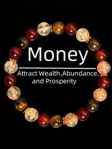 Viral Tiger's Eye Wealth Bracelet for Men & Women - Genuine Natural Stone Beads with Gold & Silver Accents, Manifestation Money Luck Adjustable Handmade String, TikTok Viral Crystal Energy Jewelry Gift for Valentine's Day, Christmas, Healing Crystal Bead