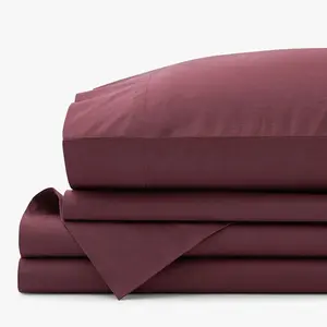 Classic Cool Cotton Percale Bed Sheet Set - Plum