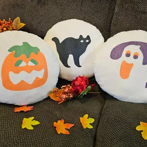 Giant Kawaii Halloween Sugar Cookie Pillow  | 15 inch Pumpkin, Black Cat & Ghost | Break & Bake Cookie Decor