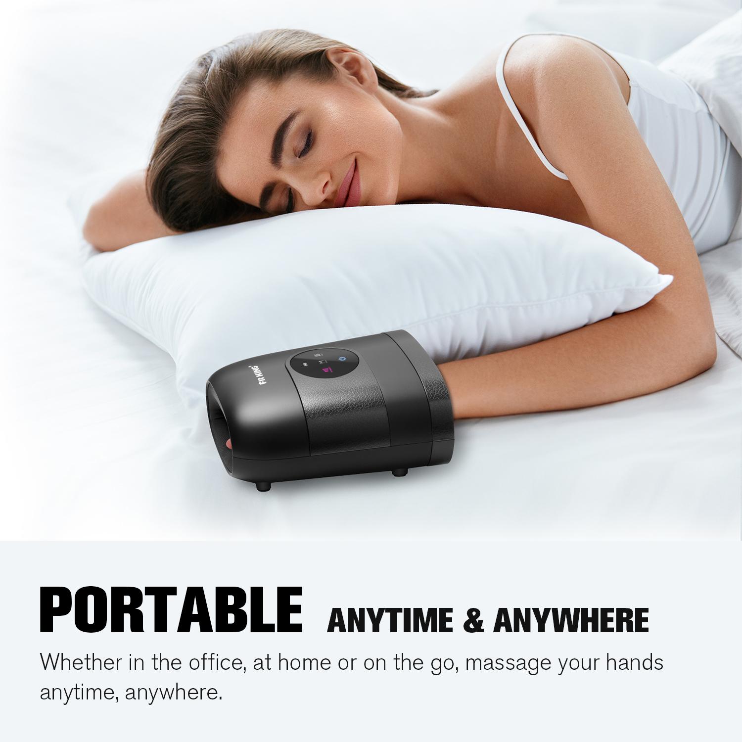 【FIT KING】Hand Massager with Heat for Hand Massage and Finger Relief - Cordless & Portable & Touch Screen -  Gifts for Women Men Parents - Black Comfort