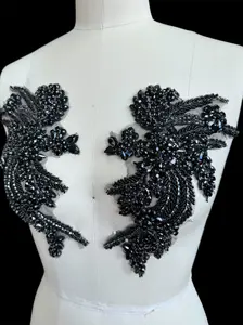 Gina Black Rhinestones Applique