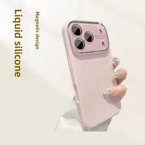 Large-view liquid silicone magnetic case suitable for iPhone 17, full-cover skin-feel protective case for Apple 15, shockproof and anti-fall phone case, a gift for a friend