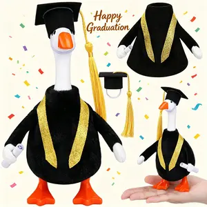 Graduation Mini Desk Goose Outfit - 7 Inch Magnetic Goose Statue Key Holder Black Graduation Cap & Gown Stole Set for Home Classroom Office Decor (Goose Not Included)