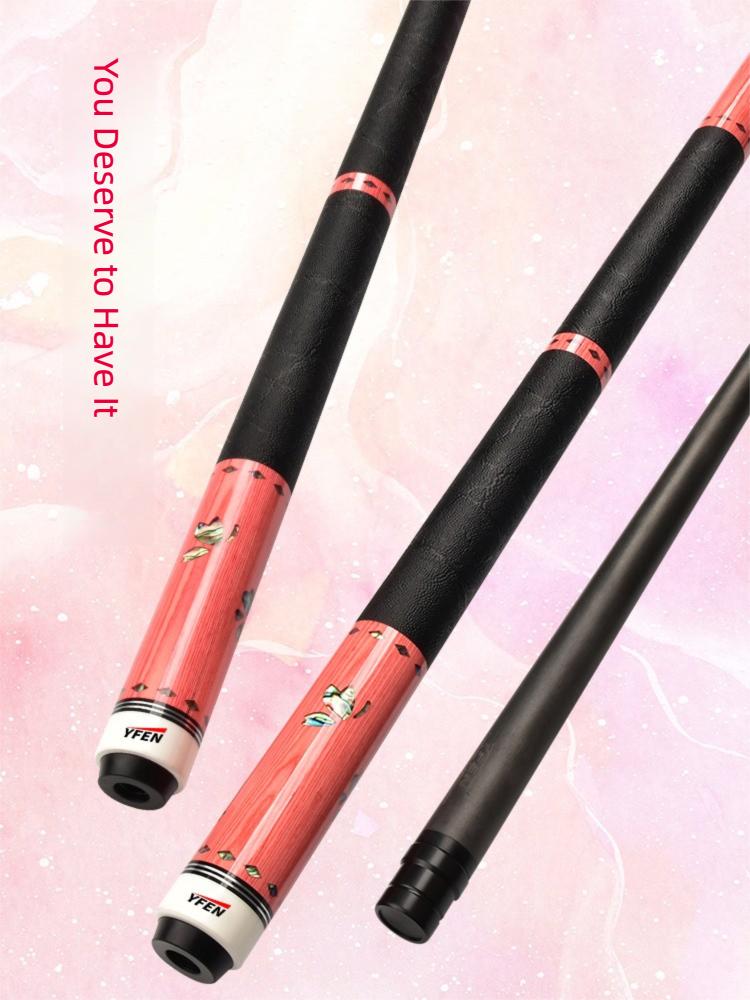 Carbon Fiber Pool Cue Stick with Abalone Shell Inlay, Pink & Black Design - 58-Inch Heavyweight 19-20oz Billiard Cue, Leather-Wrapped Grip & 11.8mm Tip for Tournaments, /Pro Use