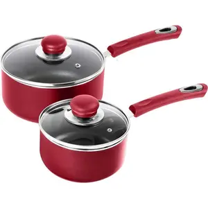 Nonstick Cookware Saucepan Set 1 Quart and 2 Quart with Glass Lid