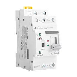 Mini ATS AC Automatic/Manual Transfer Switch 2P 63A 110V, ATS Manual Transfer for Uninterruptible Power Supply Home, Dual Auto Power Electrical Selector Switch DIN Rail Mount（G2R 2P 63A AC110V）