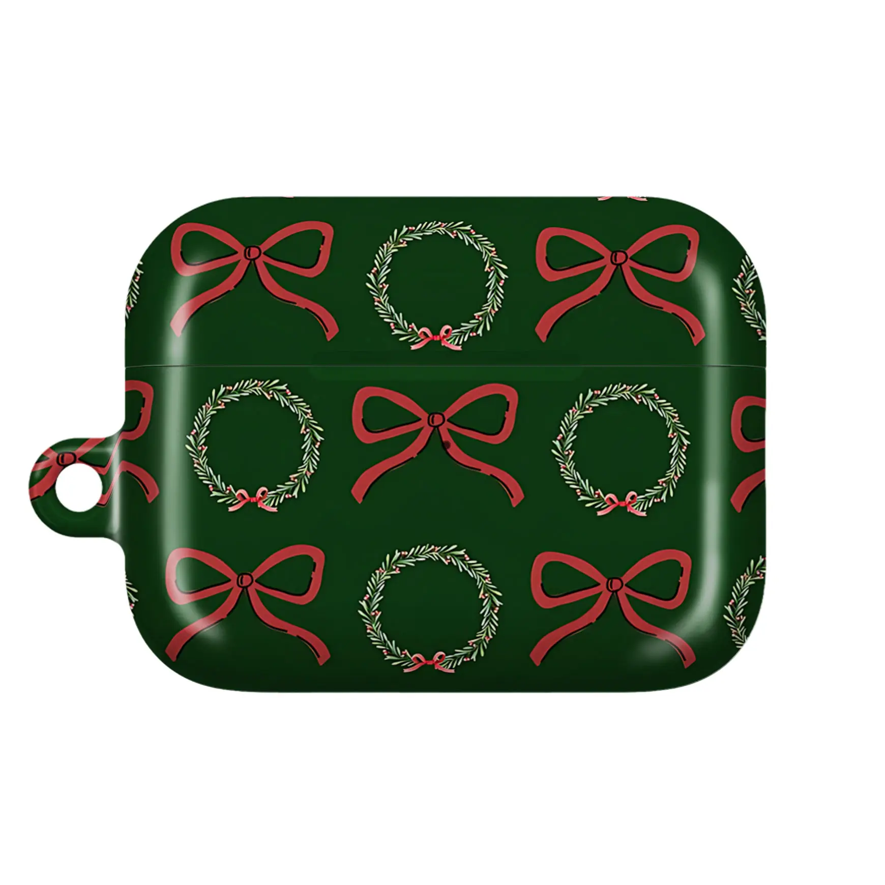 Aesthetic Christmas AirPods Case, Red Bow & Wreath Holiday Xmas Cover for AirPods 4 Airpods 3 Airpods Pro 2 AirPods Pro Gen 3 | Trendy Green Christmas AirPods, Gift for Women & Girls, Childhood, Adorable Gift