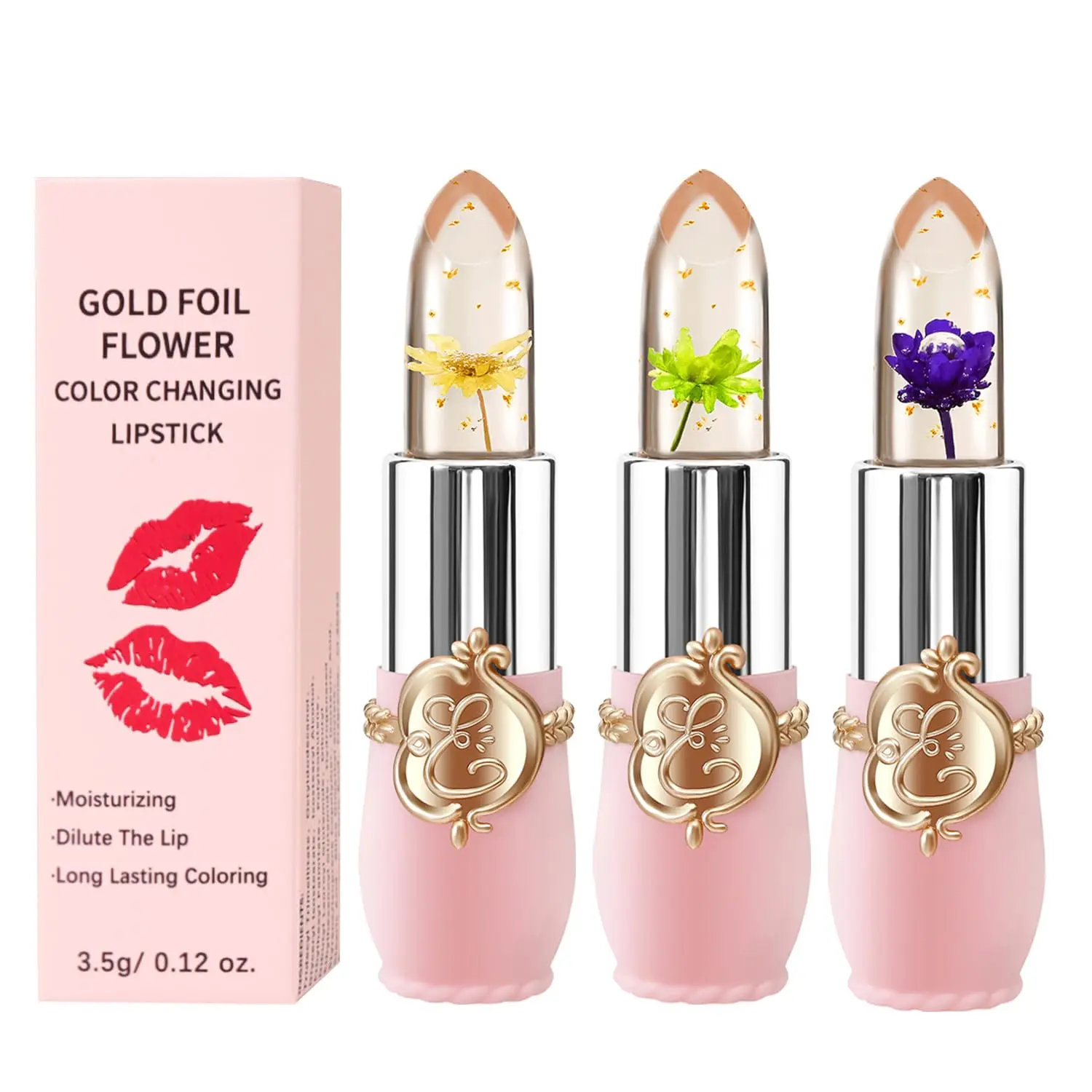 6 Pack Crystal Jelly Flower Lipstick Set, Nutritious Temperature Change Lip Balm Long Lasting Moisturizer Lip Gloss Magic Color Change Lip Stick Set