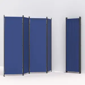 Morngardo Room Divider, Folding Privacy Screens, 4 Panel Room Partitions, 88" Foldable Wall Dividers, Portable Separating for Home Office Bedroom Dorm Decor (Blue)