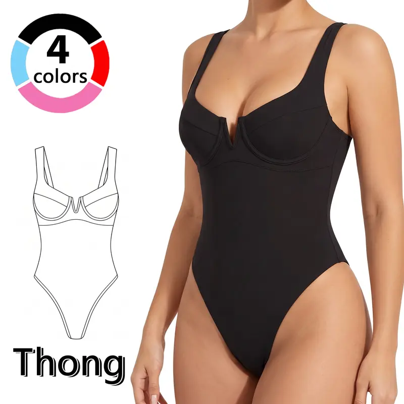Women's Megan The Station Black Elegant V-Neck Color-Blocked Stretchy 1-Piece Swimsuit - Sporty, High Elasticity, Comfortable, Fits Well, Ideal for Beach Vacations,megan the station black swim suit