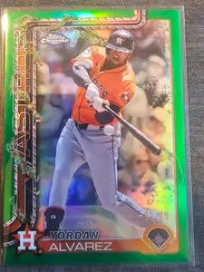 Yordan Alvarez 2025 Holiday Green Chrome 93/99 Limited Edition Collectible Card for the 2025 Holiday Season
