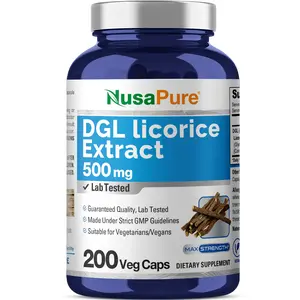 NusaPure DGL Licorice Extract Dietary Supplement - 500 mg, 200 Veggie Capsules, Vegan, Non-GMO, Herbal, Plant-Based, Vegetarian Herbal Vitamins Supplement