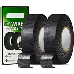 2 Rolls High Temp Wire Harness Tape (100FT Total)  OEM-Grade Automotive Cloth Fabric Tape for Engine Wiring Loom,  Protection & Noise Dampening
