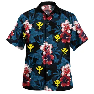 Polynesian Hawaiian Shirt - Tropical Flower Statement Shirt