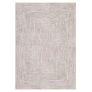 2 x 10 ft Polyester Beige Grey Rectangular Laundry Hallway Entryway Bathroom Kitchen Solid Modern Machine Washable Runner Rug-C
