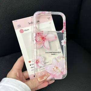 Chic Lily Charm TPU Pattern Phone Case for iPhone 17 1615 14 Pro Max 13 12 Air Anti-Yellowing ShockproofProtection Lightweight Transparent Soft Cover CellphoneProtective.