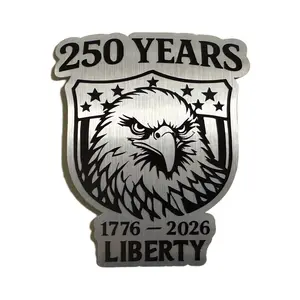 2-Pack Premium Brushed Silver Metal Finish Stickers - USA 250 Years Liberty Eagle Decal - 1776-2026 Limited Edition - 4" x 3.7" Waterproof & UV Resistant Vinyl - Patriotic American Pride for Trucks, Helmets, and Toolboxes