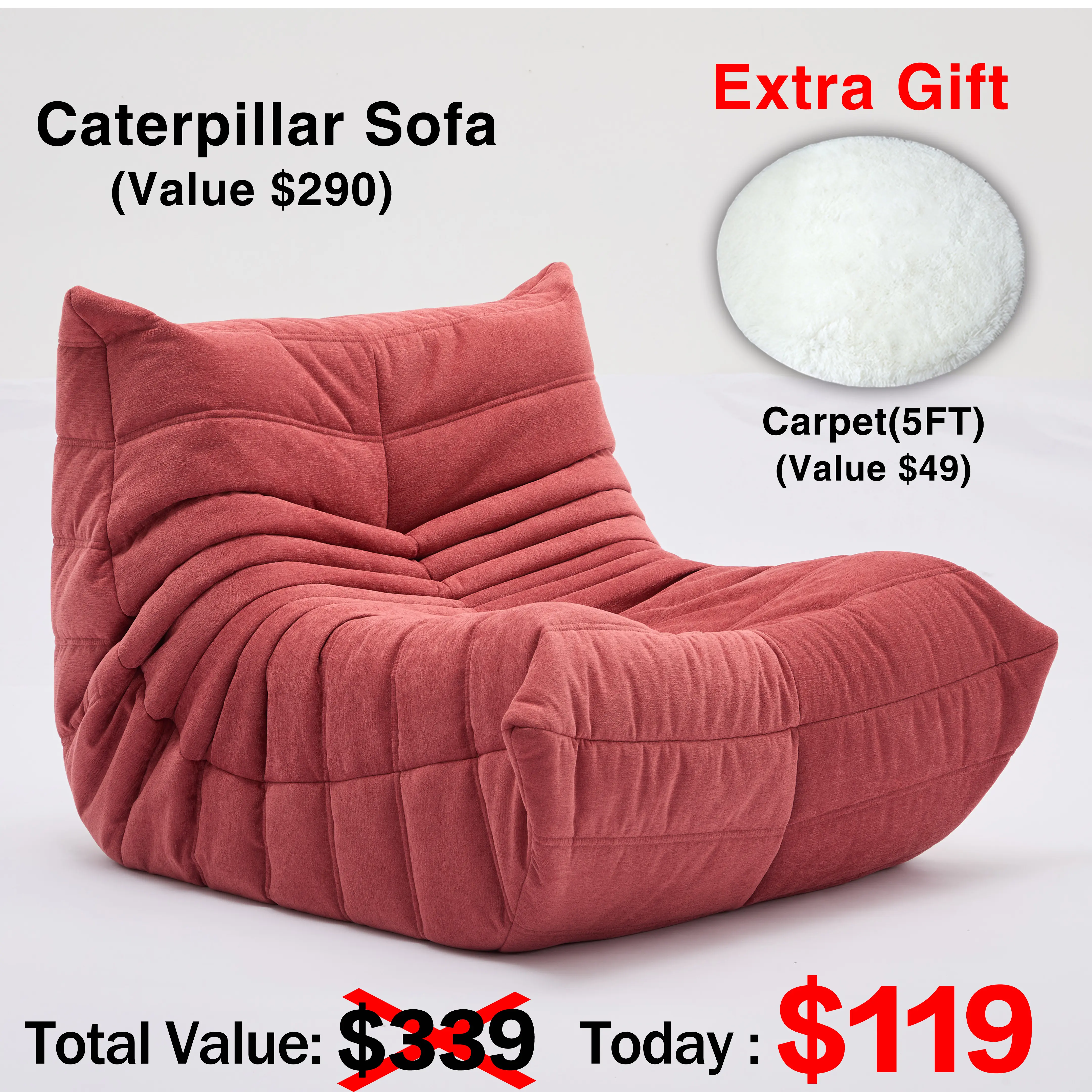 Sofa Togo Pink (Include 5FT Carpet)