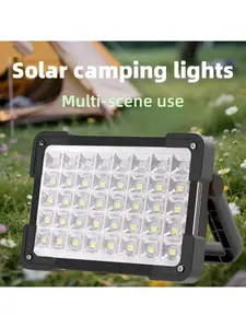 Portable LED USB & Solar Charging Light 144 LEDs Long Battery Life 5 Gear Adjustment Magnetic Hook for Camping Emergency Outdoor Travel