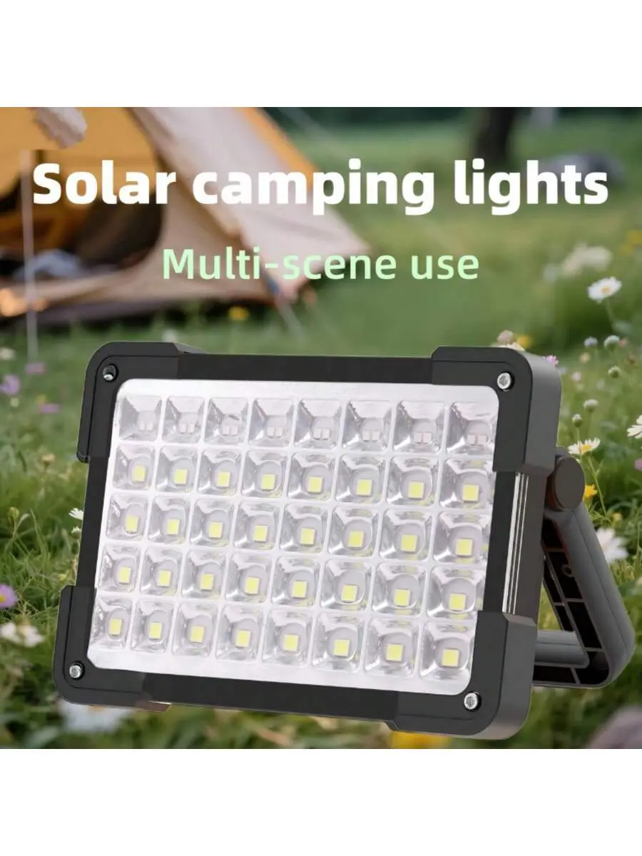 High Lumen Portable Flashlight with 144 LEDs, USB & Solar Charging, Long Battery Life, 5-Gear Adjustment, Magnetic Hook for Camping & Emergency Use, Portable Flashlights, High Lumen Flashlight