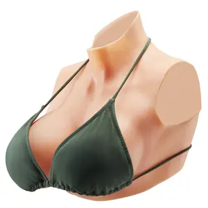 VEVOR Silicone Breastplate E-Cup High Neckline Fake Breasts for Cosplay Drag Queen Bra Womenswear