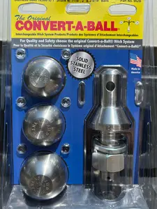 1" 3 Ball STAINLESS STEEL Interchangeable Hitch Ball Set - 1-7/8", 2" and 2-5/16" Balls, Rated 10,000 lb. GVW, Made in the USA by COnvert-A-Ball, 902B