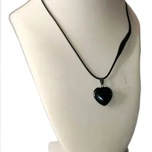 Obsidian Healing Crystal Adjustable Necklace with Heart Pendant for Energy Healing and Stress Relief