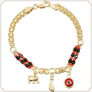1 pcs Azabache Evil Eye Elephant Bracelet Gold Plated Elephant Protection Jewelry for Women(gift)
