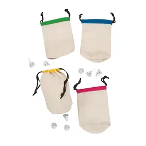 Small Canvas Drawstring Bags with Bright Trim