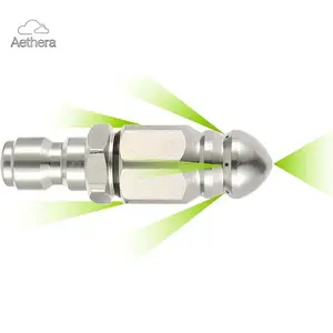 Aethera 1 Front 6 Rear Water Jetting Nozzle Set Stainless Steel 1/4 Inch Quick Connect Sewer Pipe Cleaning Rotating Spray Nozzle for Efficient Cleaning