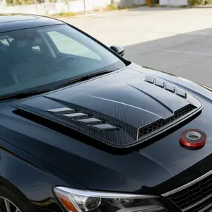 Universal Hood Vent Cover  Gloss Black ABS Fake Air Flow Hood Scoop Trim with Adhesive Installation