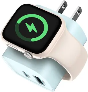 Charging Blocks for Apple Watch, 3-in-1 PD 20W USB C Charger Block with Built-in Wireless Watch Charging, Dual Ports Wall Charger Compatible with iPhone,iWatch Charging Blocks for Apple Watch, 3-in-1 PD 20W USB C Charger Block with Built-in Wireless Watch Charging, Dual Ports Wall Charger Compatible with iPhone,iWatch